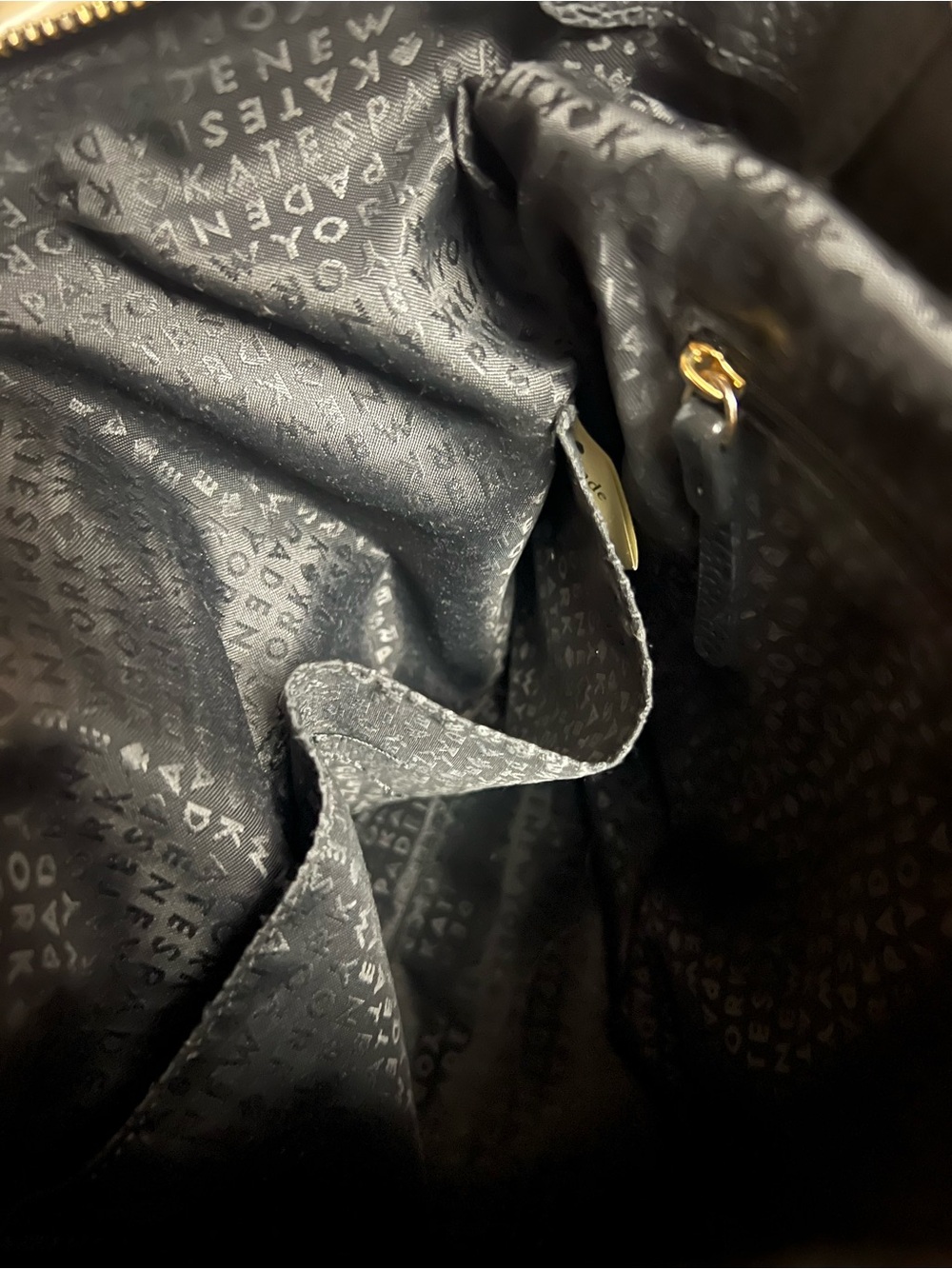 KATE SPADE | BLACK PEBBLED TEXTURED LEATHER HOBO SHOULDER BAG PURSE - Picture 9 of 13